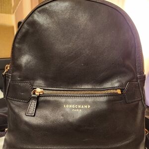 Longchamp Black Leather Backpack
